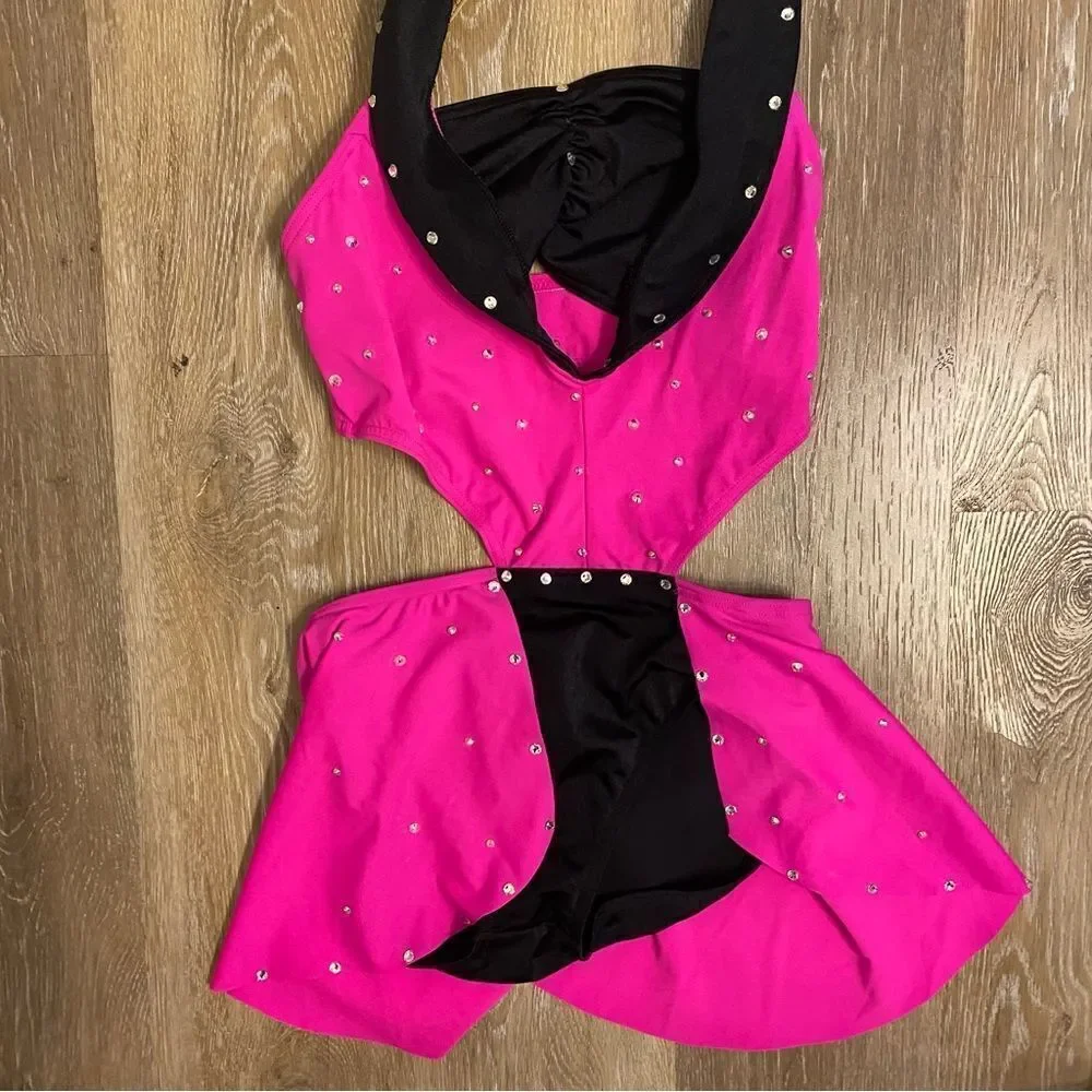 WEISSMAN custom Dance Costume hot pink WORKING DAY NIGHT D11569 MC-Medium child